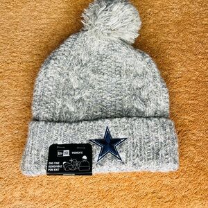 New Era Gray Knit Beanie with Blue Star Patch